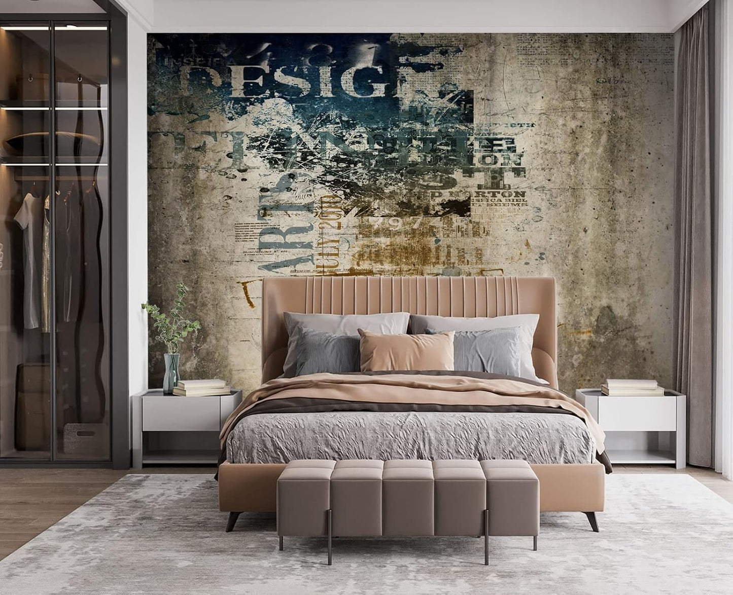 Retro Graffiti Wall Mural Wallpaper for Bedroom 178" x 117"