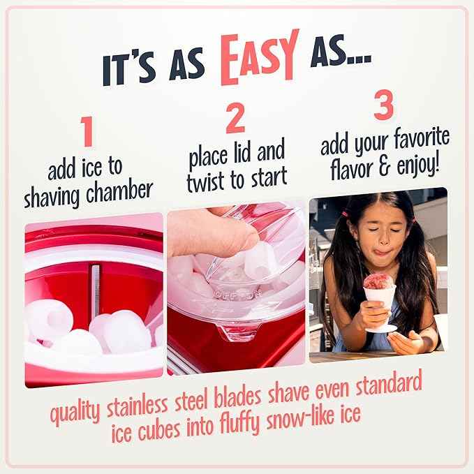 Nostalgia Snow Cone Shaved Ice Machine - Makes 20 Icy Treats - Includes 1 Reusable Plastic Cup - Retro Red