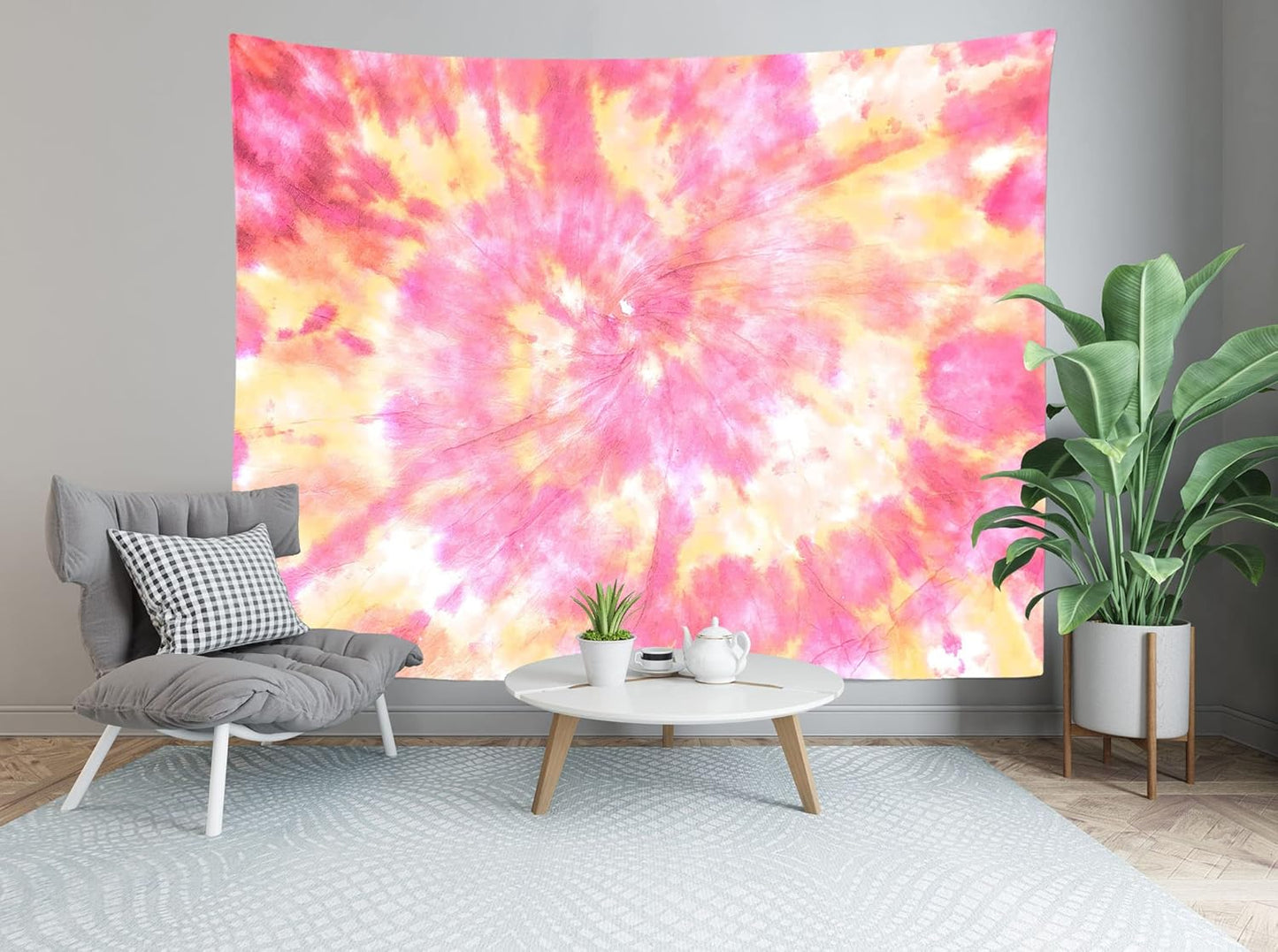 Loccor 6x4ft Tie Dye Tapestry Light Orange Watercolor Craft Dirty Tie-Dye Textile Abstract Chaotic Hippie Tapestry Wall Hanging for Living Room Bedroom Decor （Pattern Painted on Polyester Fabric）
