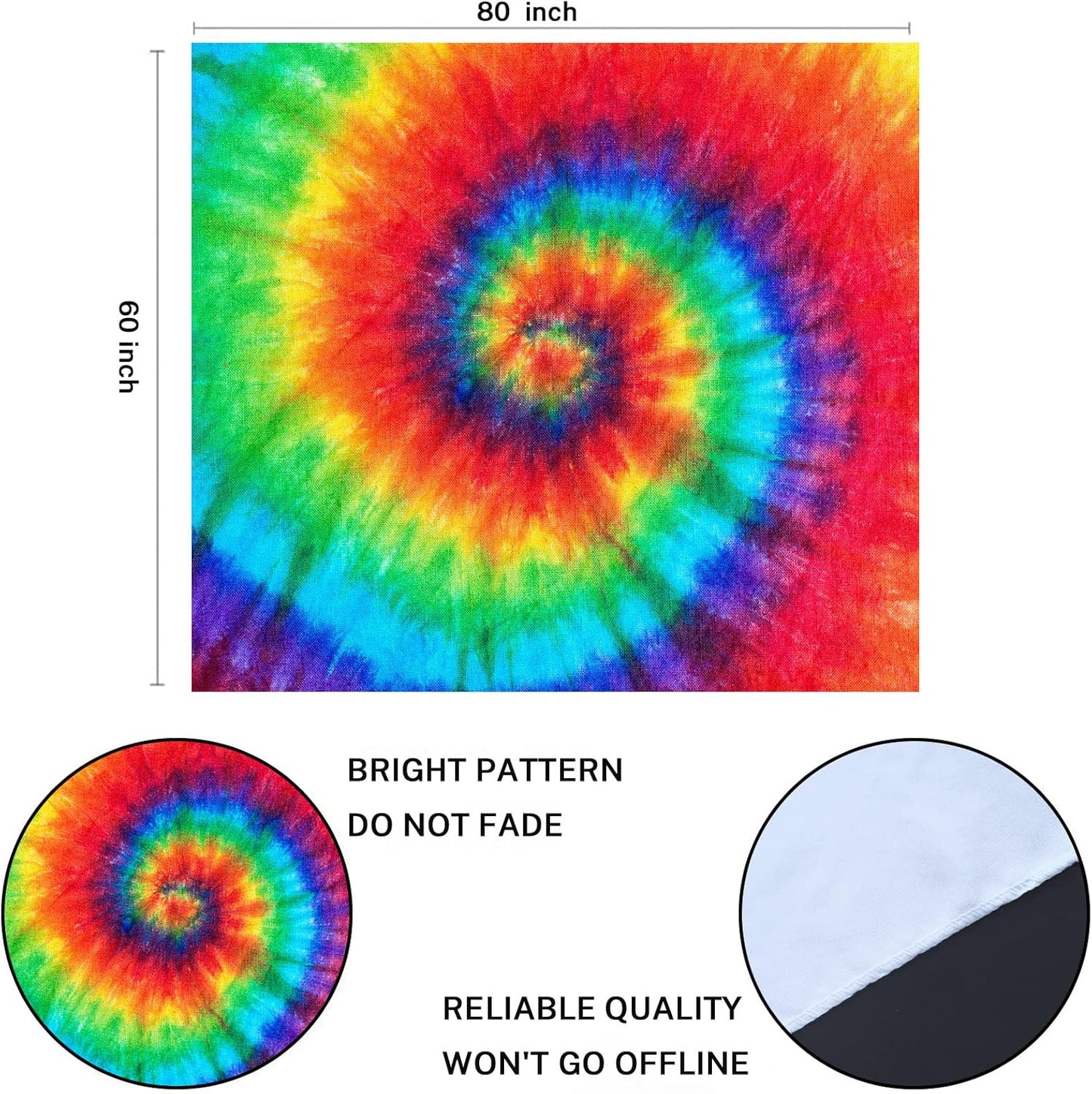 Emvency Tapestry Colorful Rainbow Spiral Tie Dye Pattern Color Dyed Batik Home Decor Wall Hanging for Living Room Bedroom Dorm 60x80 Inches