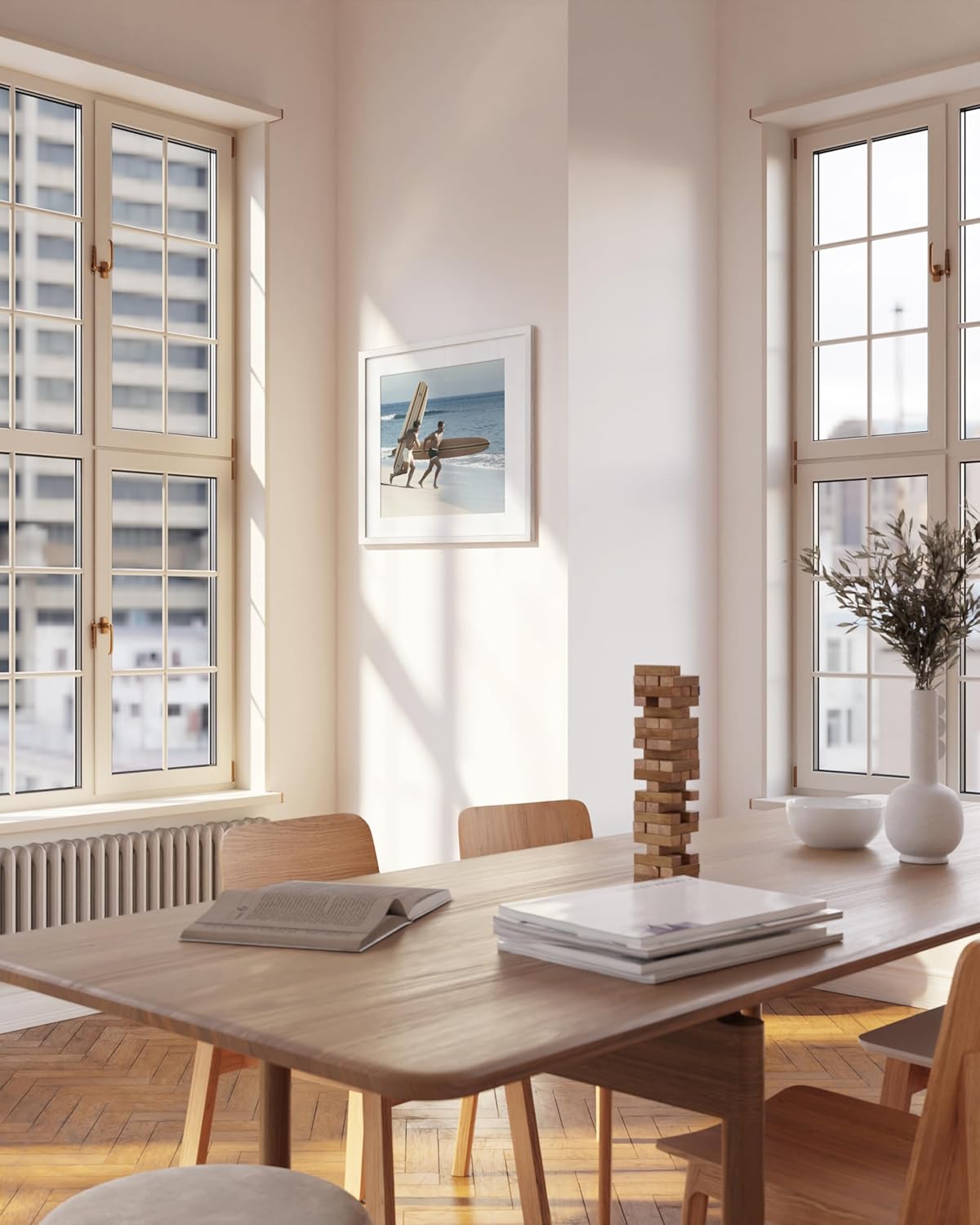 HAUS AND HUES 20x20 White Metal Picture Frame Matted to 16x16 - Features Premium Aluminum & Hanging Hardware, Shatterproof Plexiglass - Ideal for Home, Room, Office (20x20 in, White, Set of 1)