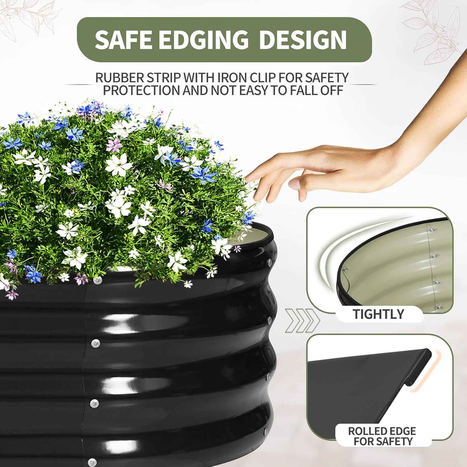 Galvanized Raised Garden Bed Outdoor- Raised Beds for Gardening| Metal Planter Box, Steel Raised Garden Bed Kit with Safety Edging and Gloves for Vegetables, Flower, Herbs (8x2x1FT, Gray)