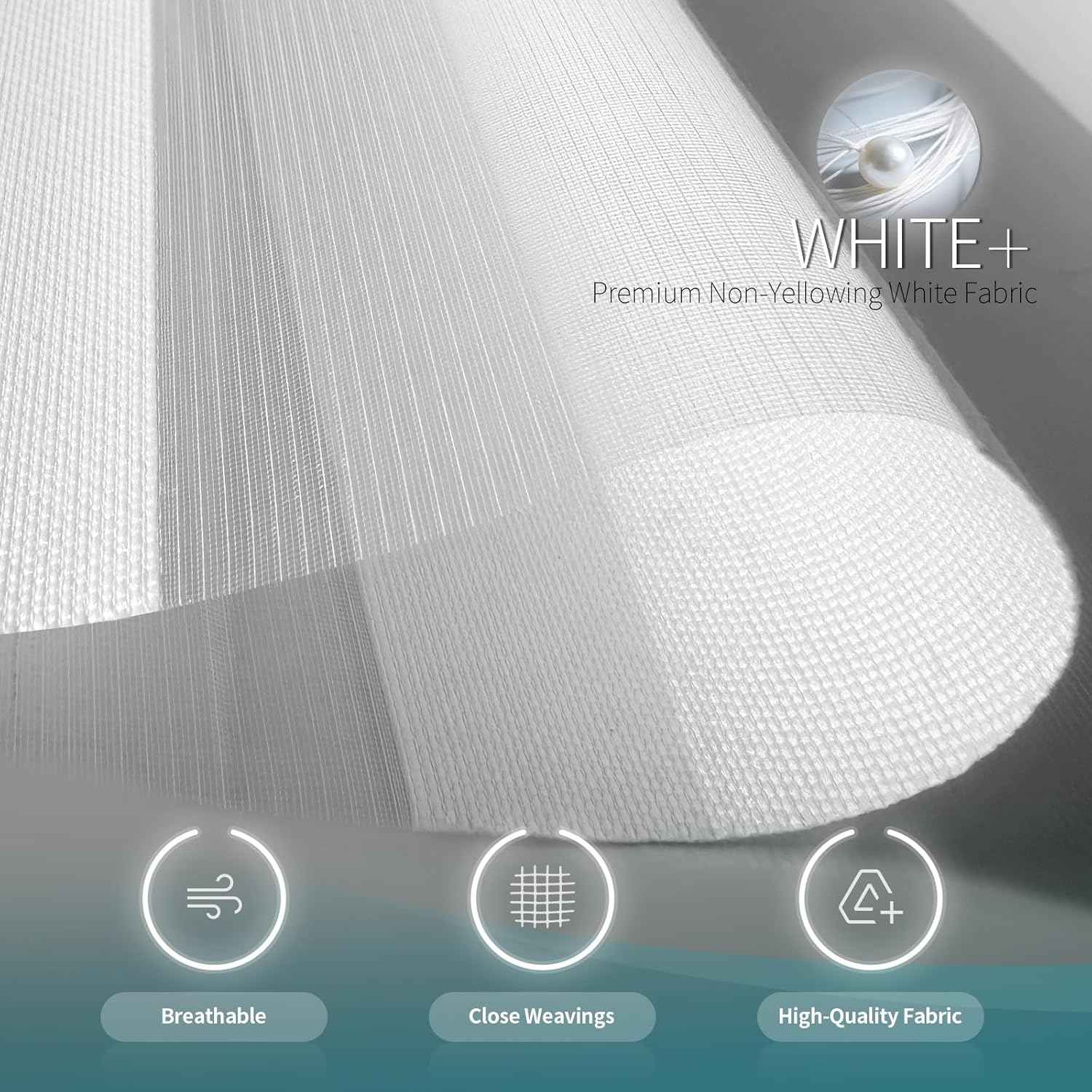 Cordless Zebra Blinds for Windows (22" W X 72" H, White) Free-Stop Zebra Roller Shades Dual Layer Light Filtering Privacy for Day and Night, Light Control for Home, Bedroom, Office