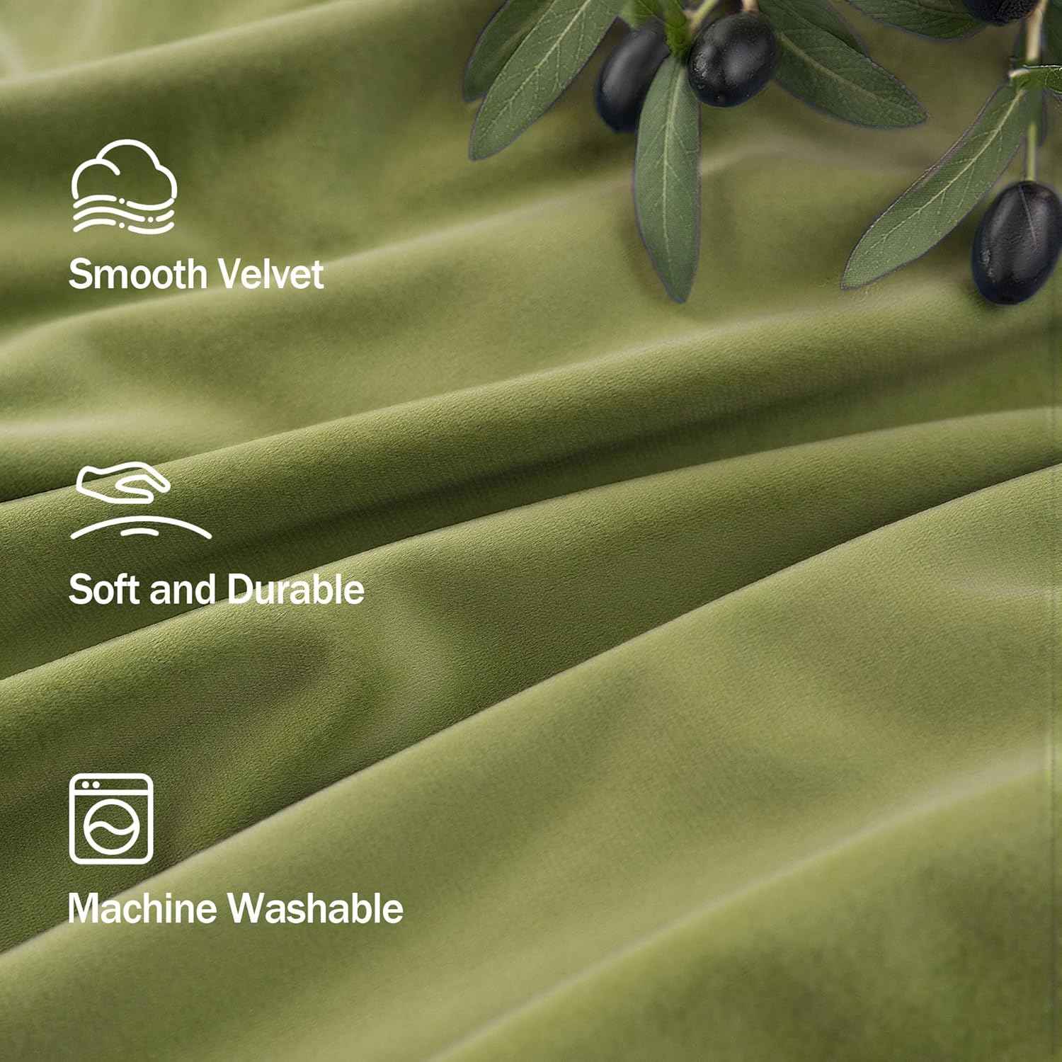 Moss Green Velvet Curtains 84 Inch Long 2 Panel Thick Soft Luxury Sage Olive Green Curtain for Living Room Darkening Thermal Insulated Privacy Drape Bedroom Sliding Door 52x84 Floor Length Back Tab