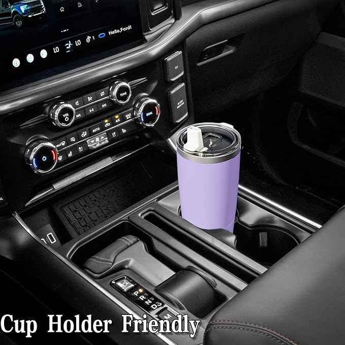 20oz Hygienic Insulated Tumbler — 100% Leakproof Lid with Removable Spout & Straw, Reinforced Vacuum-Protection Base, Cup Holder Friendly, for Iced Coffee, Smoothie/Water on the Go - Lilac