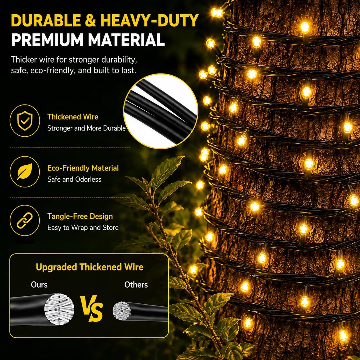 4Pack Solar String Lights Outdoor Waterproof Brightness 480LEDs Powered Total 191Ft Fairy Light 8 Modes Green Wire Lamps for for Christmas Tree Outside Garden Yard Xmas Decor(Warm White)