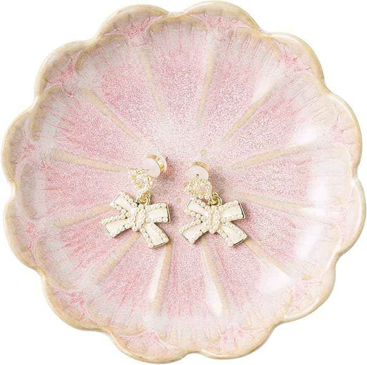 BEUNAIZER Jewelry Dish Tray, Ring Dish, Ceramic Trinket Tray, Key Bowl, Decorative Plate, for Friends Sisters Daughter Mother (pink)