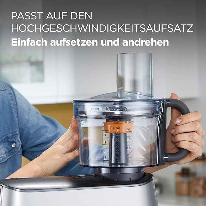 Kenwood MultiPro Food Processor KAH65.000PL Dough Attachment, 5 Cutting Discs with Adjustable Slicing Disc, ExpressDice System, Capacity 1.2 L, Accessory Bag, Silver