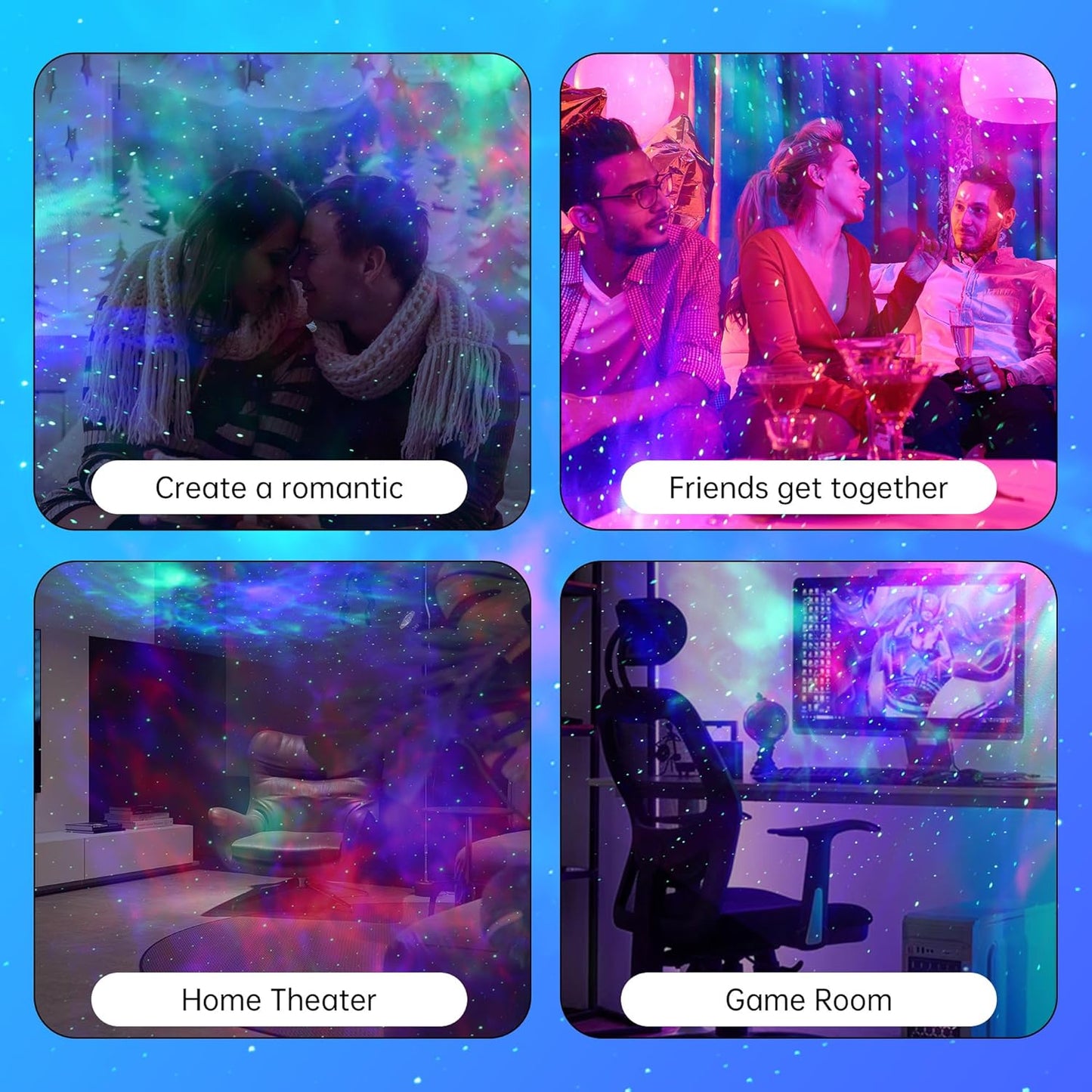 SFOUR Astronaut Galaxy Projector Night Light，Lights for Bedroom,Kids Room Decor Aesthetic, Adjustable Head Angle,Gift for Kids Adults Home Party Ceiling Decor，Christmas Gift