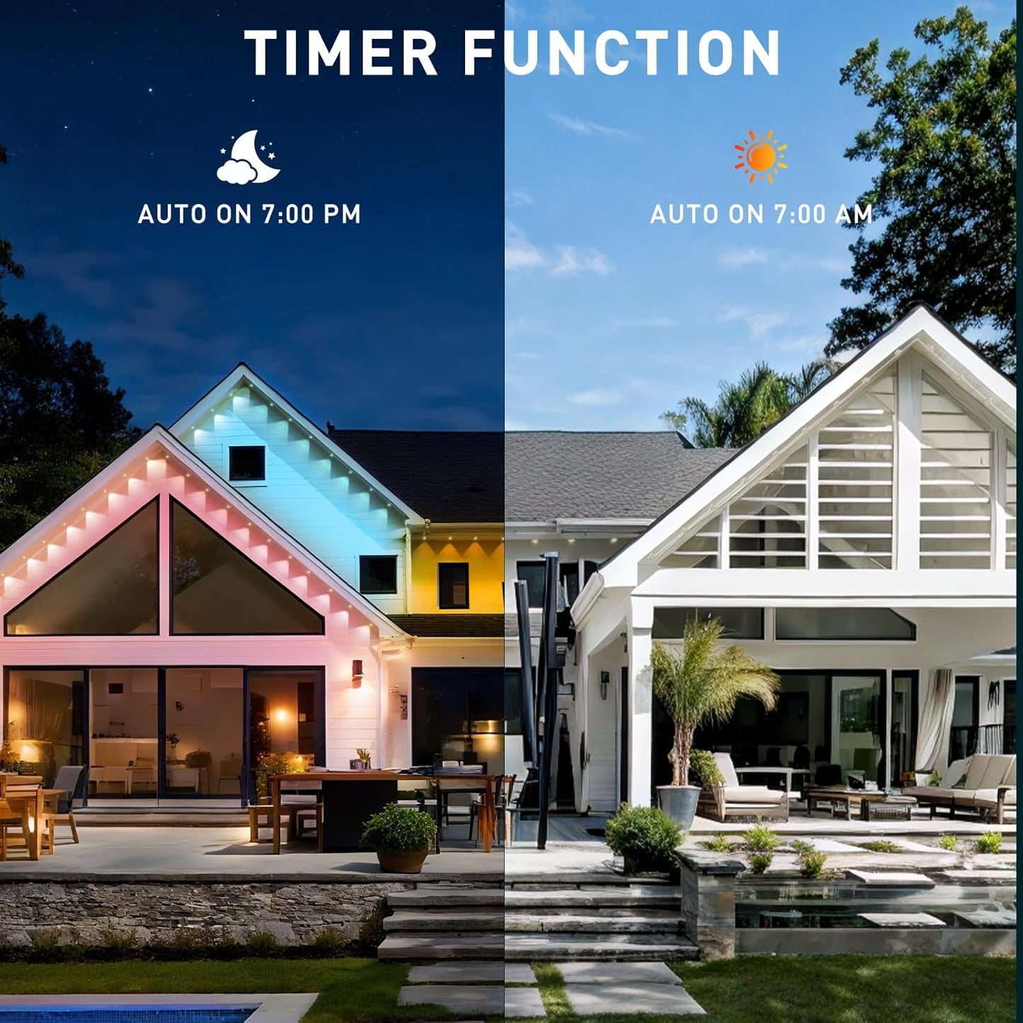 200FT Permanent Outdoor Lights, Smart RGB Eaves Lights with App/Remote Control, LED IP67 Waterproof Outdoor Lighting for Halloween Christmas Holidays Daily Party House Roof Lighting