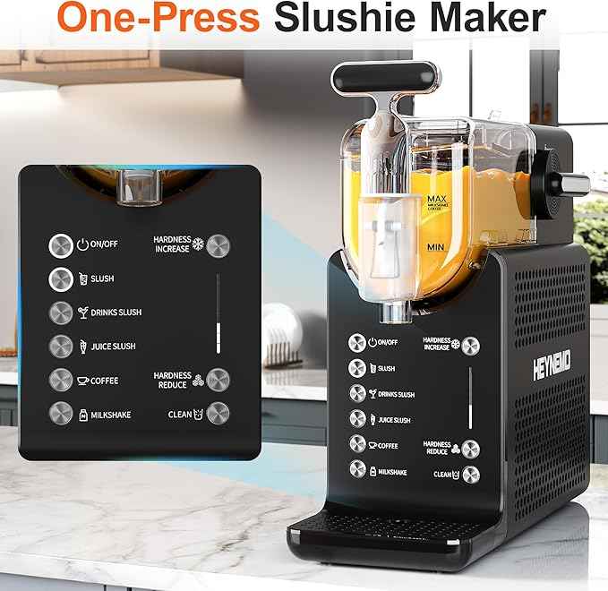Slushie Machine for Home 68oz, No Ice Needed Frozen Drink Margarita Machine, Slushy Maker Machine for Ice Cream, Slushie Maker with 5 Pre-Set Programs, Self-Cleaning, ETL Certified, Black