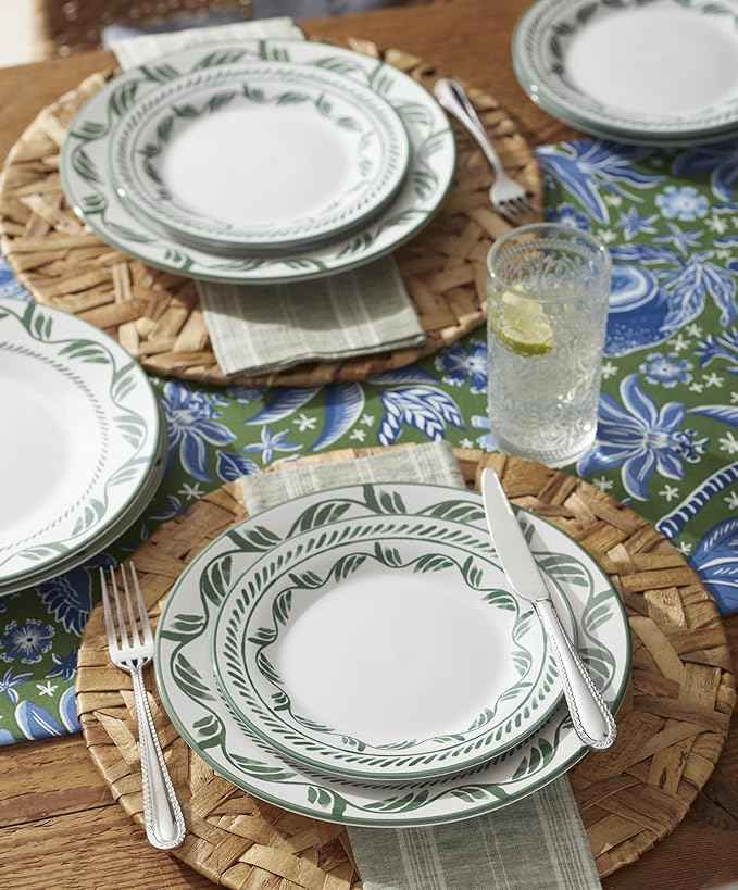 Oneida Dinnerware Set, Solear Green 12-Piece Set, Service For 4, Stoneware Material, Dishwasher Safe & Microwave Safe, Home, Kitchen And Dining, Dinner Plates And Bowls Sets (Green, 12 Pieces)