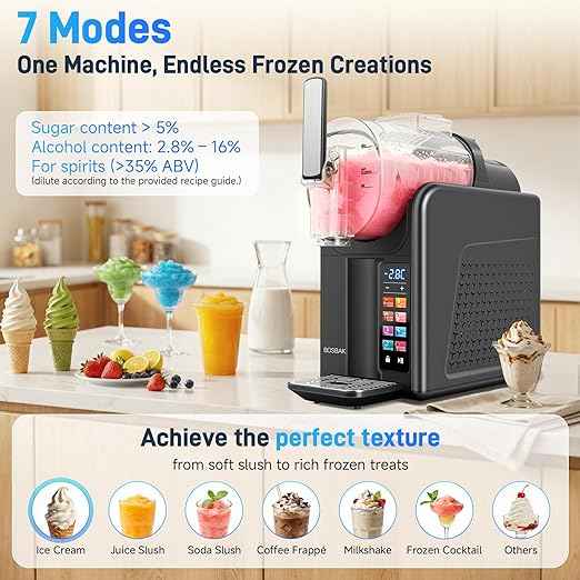 2L Slushie Machine & Soft Serve Ice Cream Machine for Home Use, 6-IN-1 Presets for Slushy, Frozen Drink, MilkShake, Margaritas, Frappés and More Frozen Dessert Maker, No Ice Needed, Black