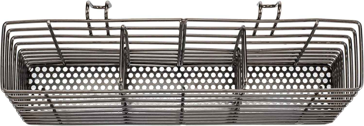 Slideep Cutlery Utensil Silverware Drying Rack, Flatware Storage Solution Basket with Hooks for Kitchen Dish Drainer Dish Drying Rack, Rust Proof Nickel