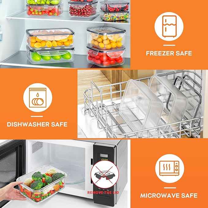 52 PCS Food Storage Containers with Lids Airtight (26 Containers & 26 Lids), Plastic Storage Meal Prep Container-Stackable 100% Leakproof & BPA-Free Organization and Storage Set, Lunch Containers