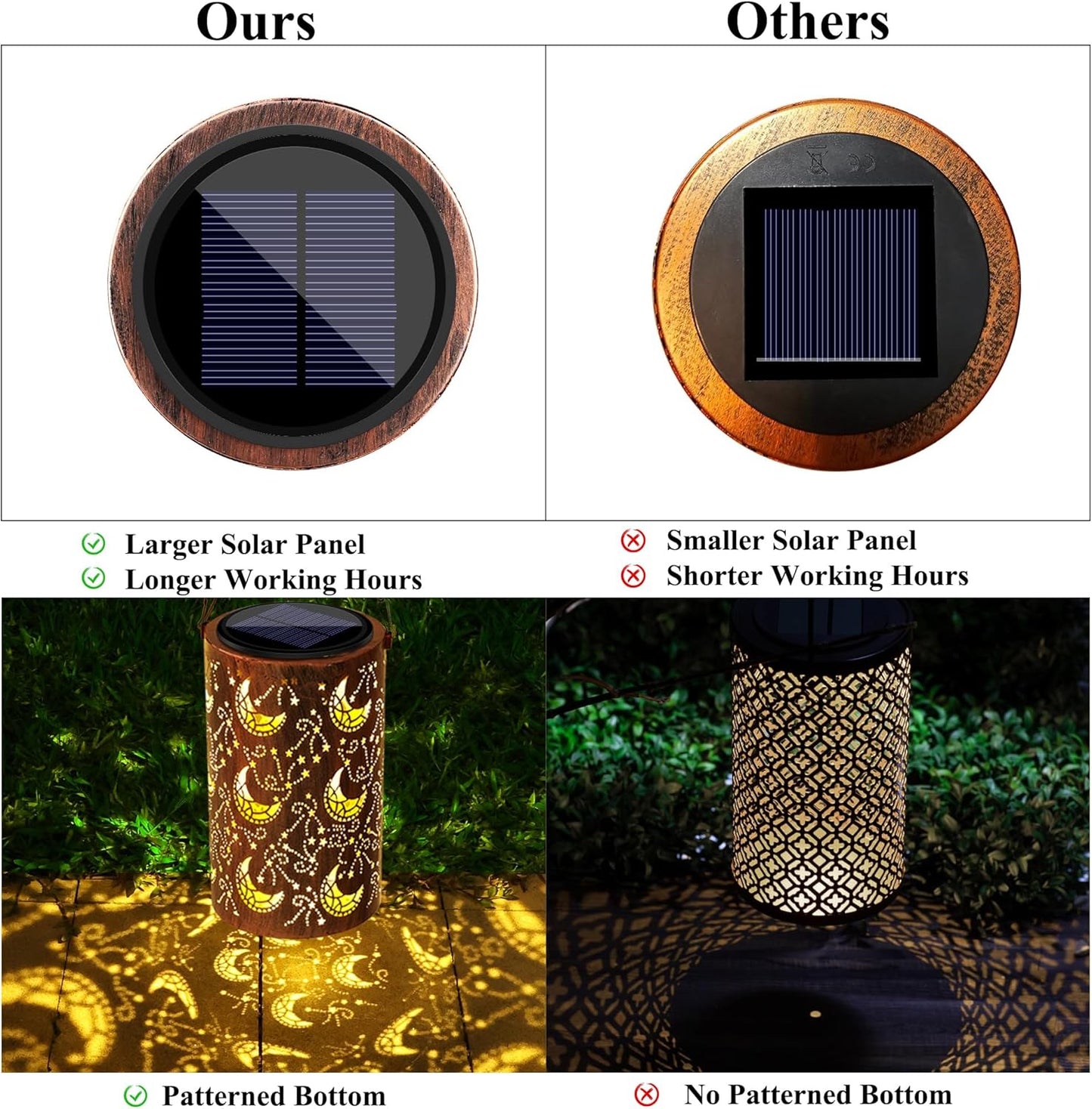 Toodour Solar Lantern Outdoor, Hanging Solar Outdoor Lights Garden Decor, Waterproof Hollow Out Retro Metal Moon Decorative Lights for Patio, Balcony, Yard, Walkway, Landscape, Outdoor Decor