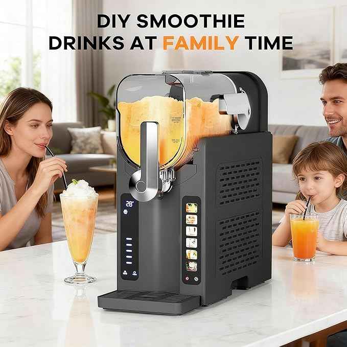 Garvee Slushie Machine for Home No Ice Needed, Frozen Drink Maker with LED Display & 6 Pre-Set Programs, Self-Cleaning Function 88 oz Large Capacity for Frozen Margaritas,Frappés,Ice Cream,