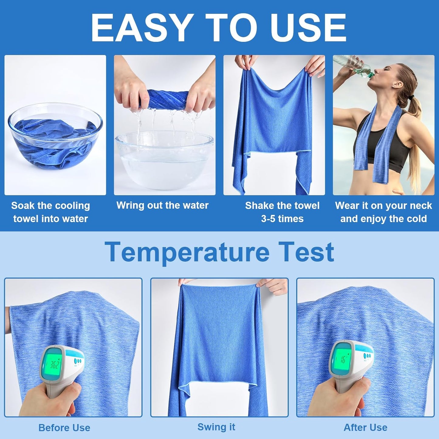 Pleneal Cooling Towels - 6 Pack Cooling Towel (40"x12"), Ice Gym Towels for Working Out, Microfiber Cooling Towels for Neck and Face, Yoga Towel for Home Gym, Workout & More Activities