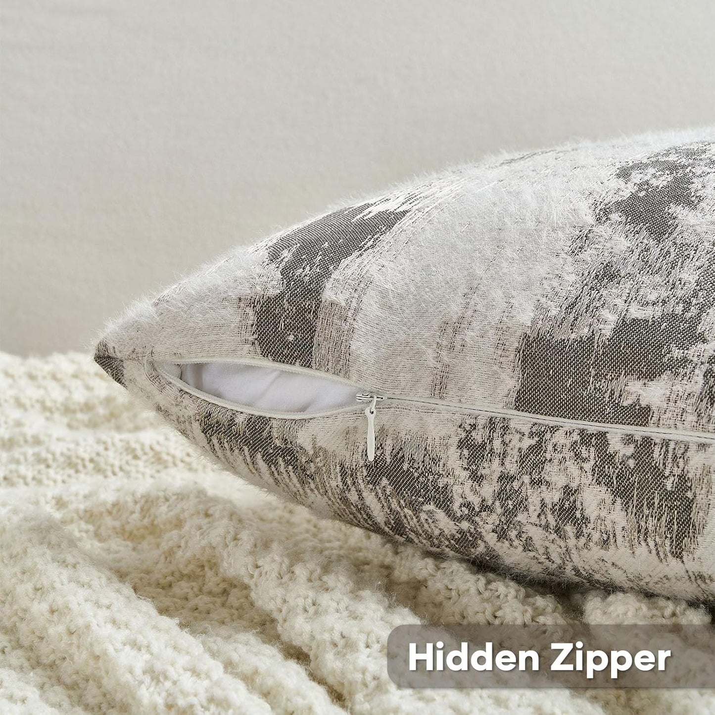 FUTEI Black White Decorative Throw Pillow Covers 18x18 Inch Set of 2,Soft Faux Cashmere Jacquard - Textured & Cozy Cushion Case,Modern Home Decor for Couch Bed Living Room