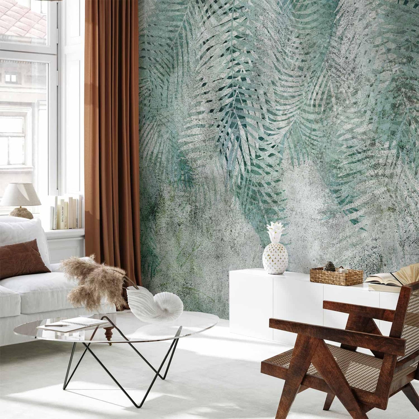 artgeist Premium Wall Mural Leaves 138x101 in - XXL Non-Woven Wallpaper Fleece Wall Decor Photo Print Picture Image Design Nature Botanical Plants Palm Abstract b-C-0861-a-a