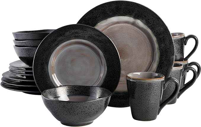 Gibson Dragonstone 16 pc Dinnerware Set Grey Stoneware, Gray -