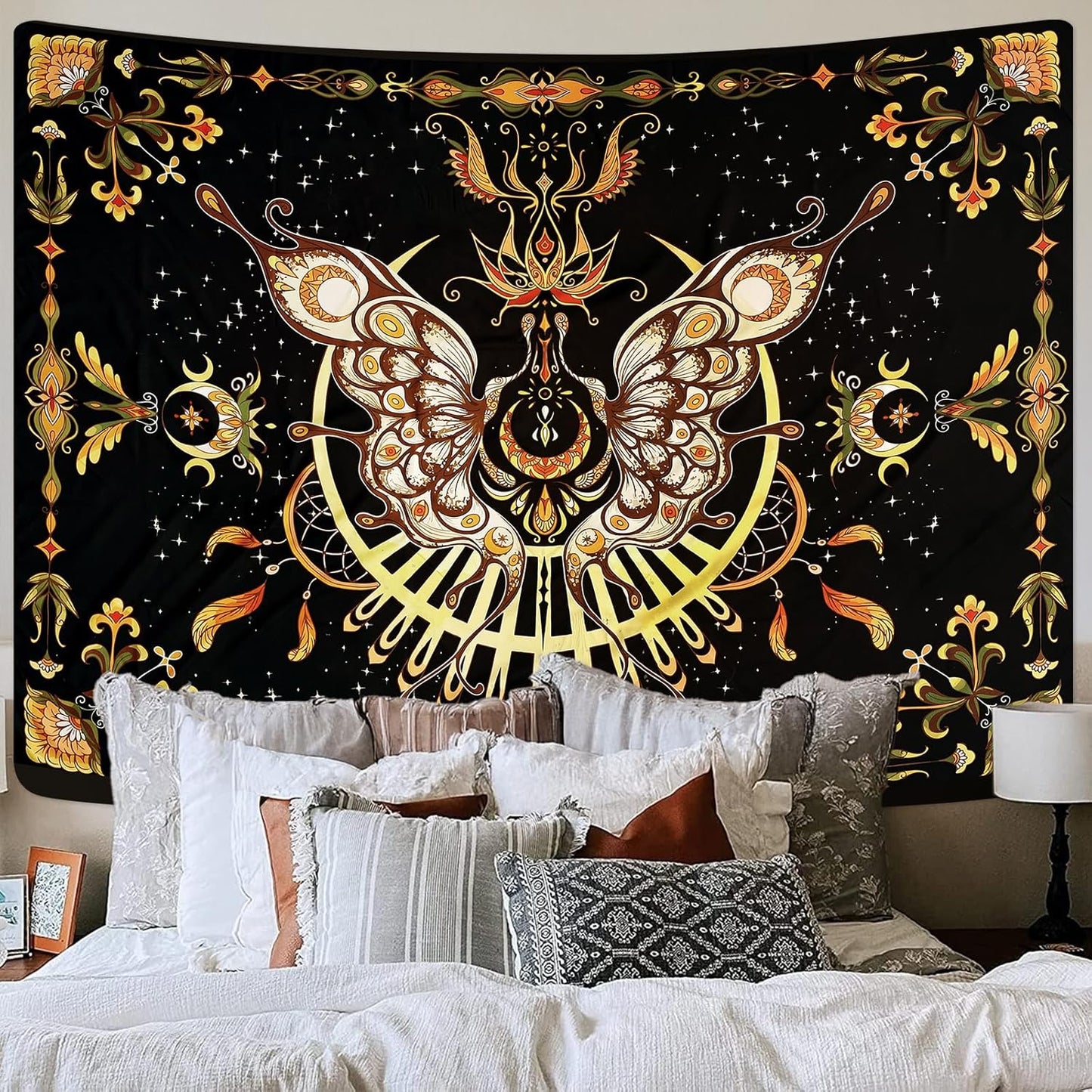 CHDGDHC Butterfly Tapestry - Moth Wall Hanging, UV Resistant, Waterproof, Machine Washable, Lightweight, Psychedelic Bedroom Aesthetic Decor for Bedroom, Living Room, Yoga Room - 39.37x29.92 Inch