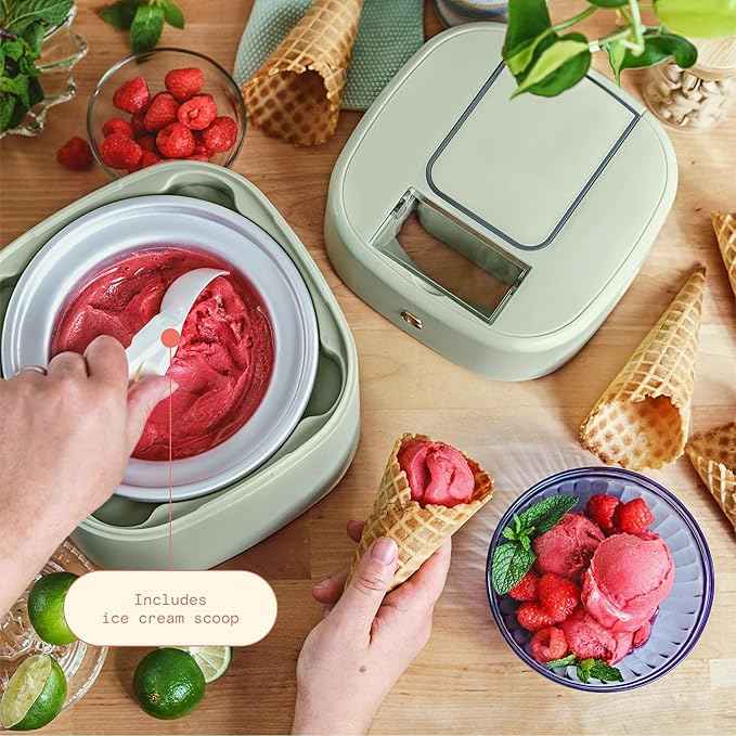 1.5 Quart Ice Cream Maker with Touch Control Panel, Freezer Bowl Design, Compact Electric Machine for Homemade Frozen Desserts, Gelato & Sorbet (Sage Green)