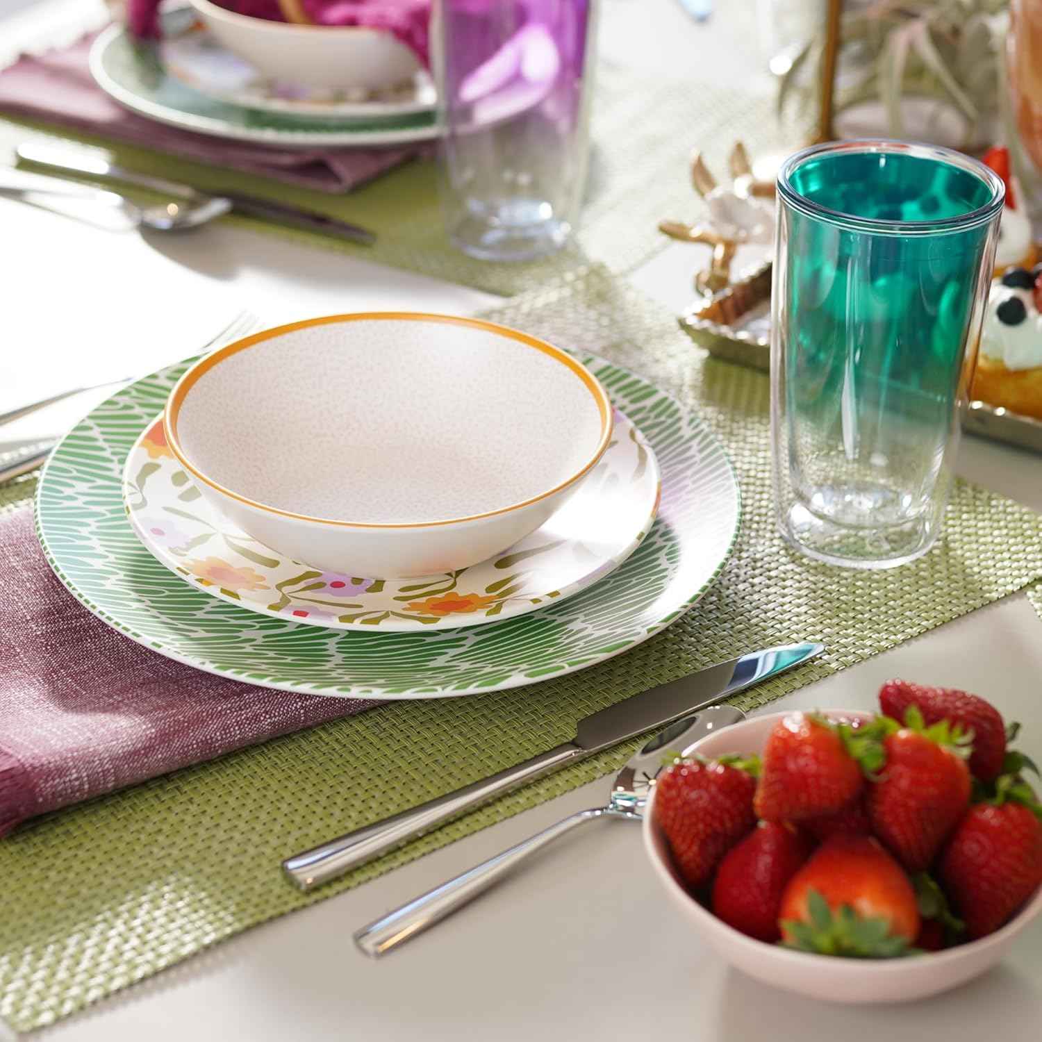 TervisHome Melamine Salad Plates - Set of 4 | Enchanted Garden Collection | Durable Stoneware-like Quality, Dishwasher Safe, Perfect for Indoor and Outdoor Use