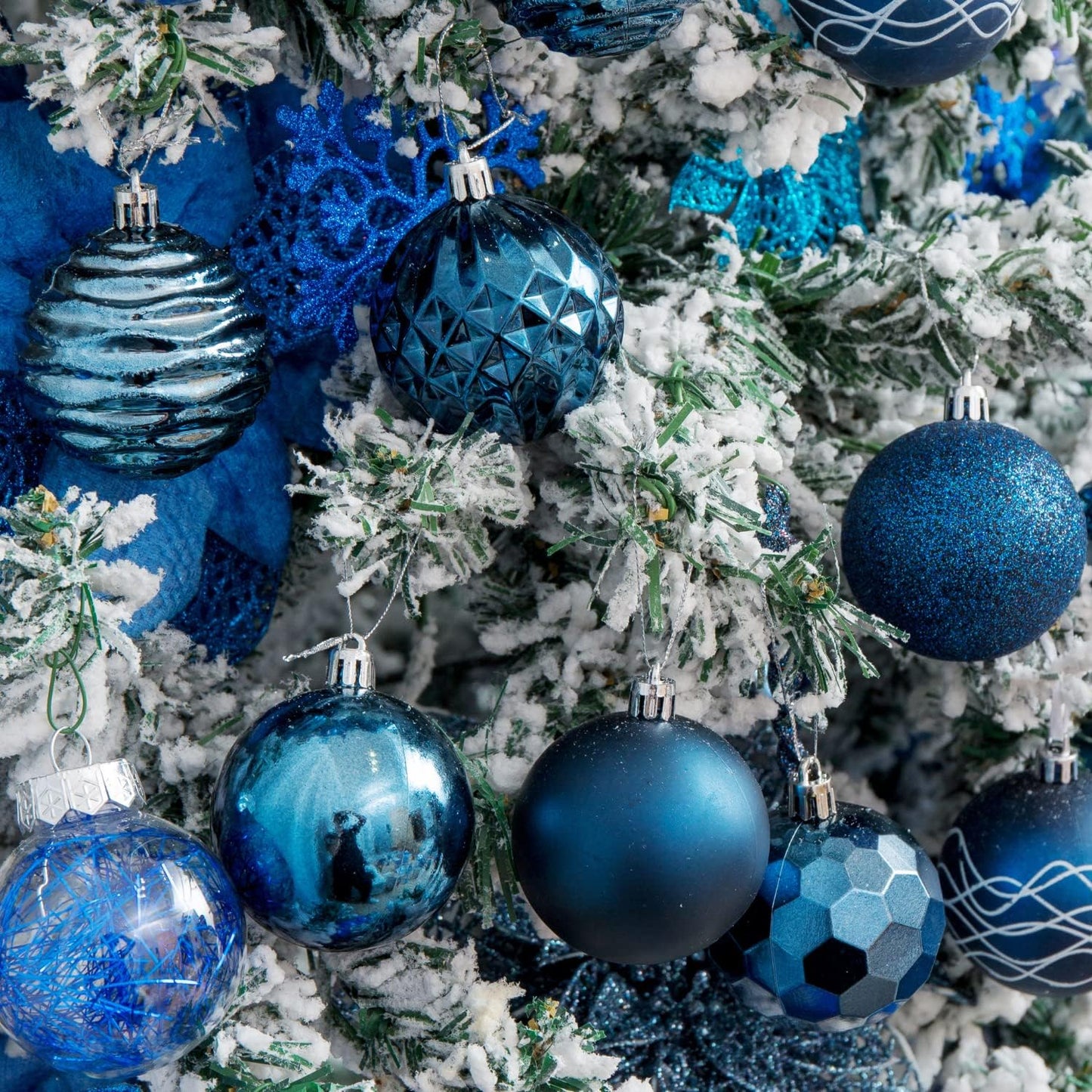 XmasExp 60mm/2.36" Christmas Ball Ornaments Shatterproof Christmas Ornaments Set Decorations for Xmas Tree Balls - 24ct (2.36'', Blue)
