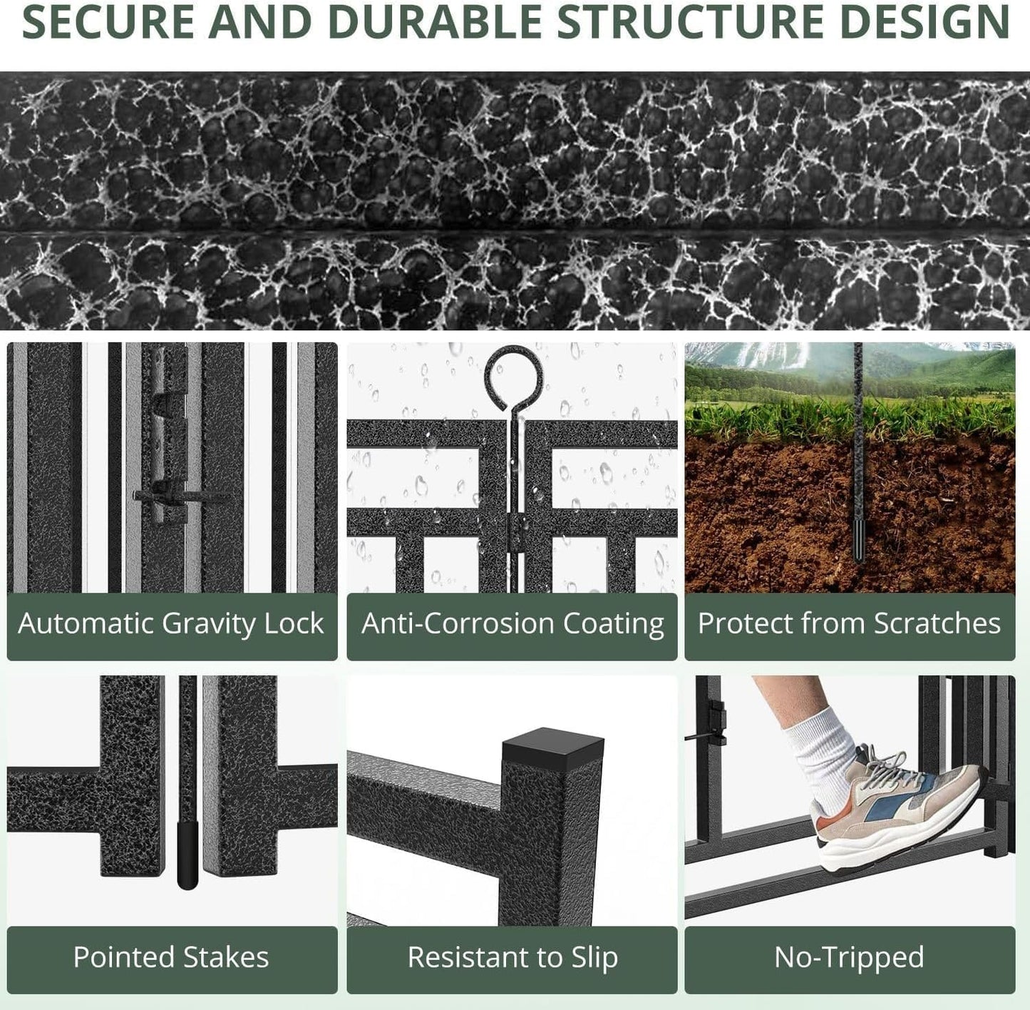 Dog Fence Outdoor Indoor, 47 Inches Height 08 Panels(1gate & 7panels) Dog Playpen for Large/Medium/Small Dogs Metal Dog Pen for Yard Camping and RV [Black-Silver]