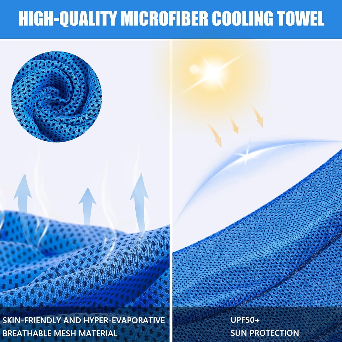 Leuceiy 4 Pack Cooling Towels (40"x12"), Cooling Towels for Neck and Face, Gym Towel for Working Out, Soft Breathable Microfiber Ice Towel for Yoga Sport Running Golf