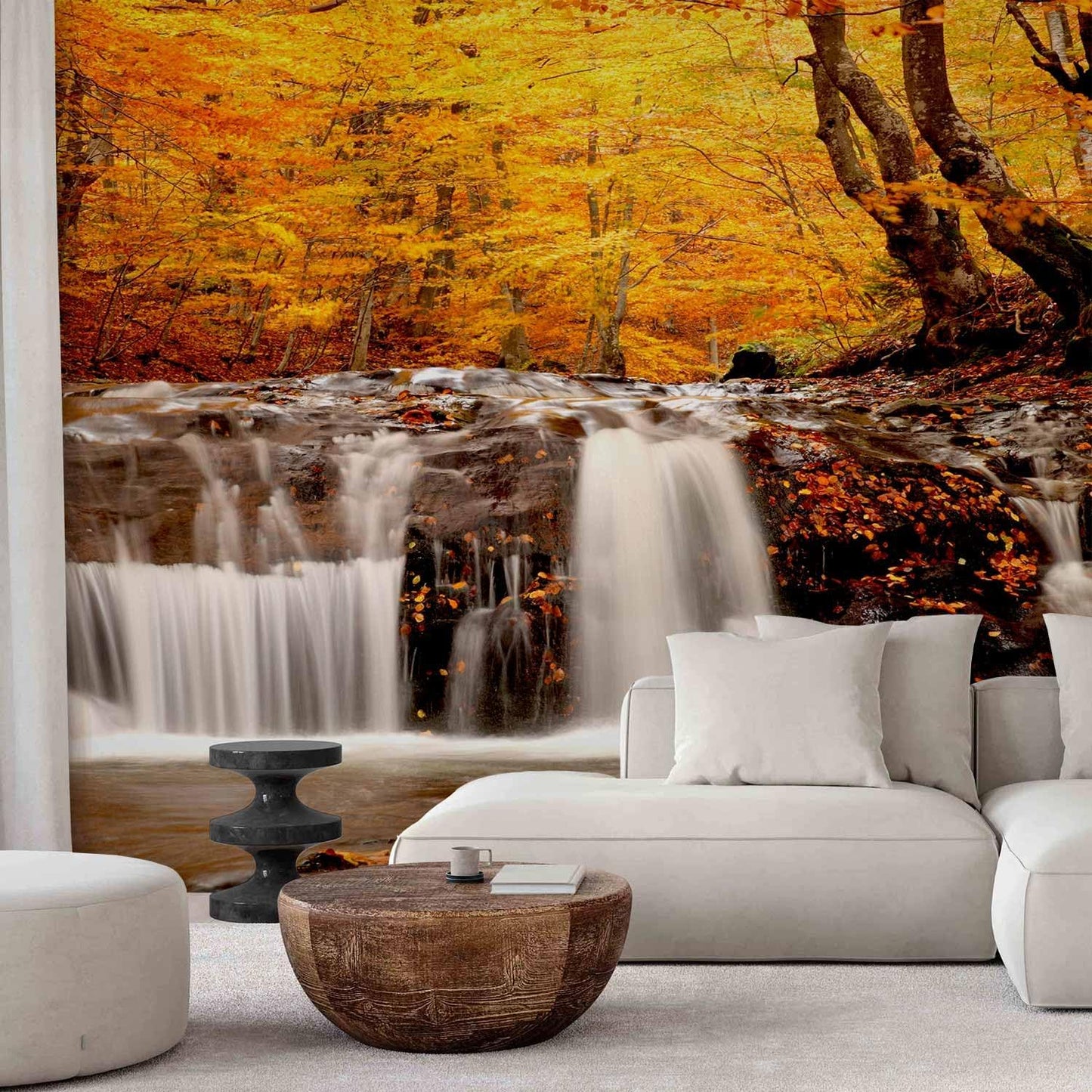 artgeist Wall Mural Waterfall 216x98 in - XXL Non-Woven Corner Wallpaper Fleece Angle Wall Decor Photo Print Picture Image Design Modern Nature Landscape Forest Tree c-B-0472-a-a