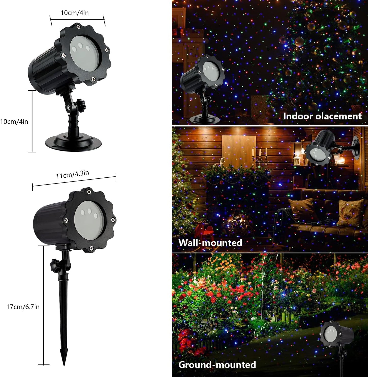 Laser Christmas Lights, 3 Color Laser Light Projector, Firefly Lights Show with RF Remote, Water Proof, Indoor Holiday Decoration, Christmas Gift, Home Decor, Party, Garden