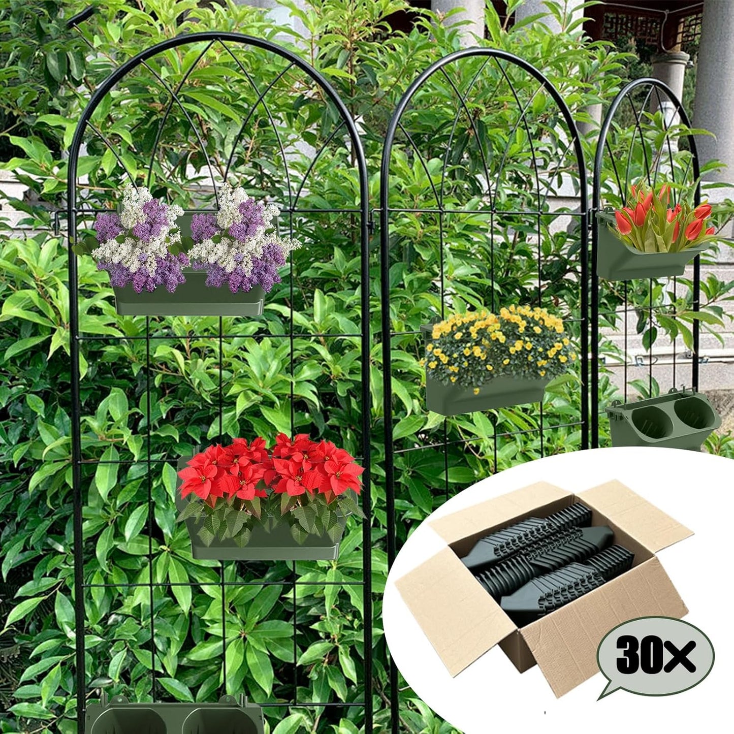 Vertical Wall Planter Stackable Wall Planter Indoor Outdoor with 60 Pockets, Garden Self Watering Wall-Mounted Planter Plant Flower Pot Holder for Herbs Vegetables Fruits