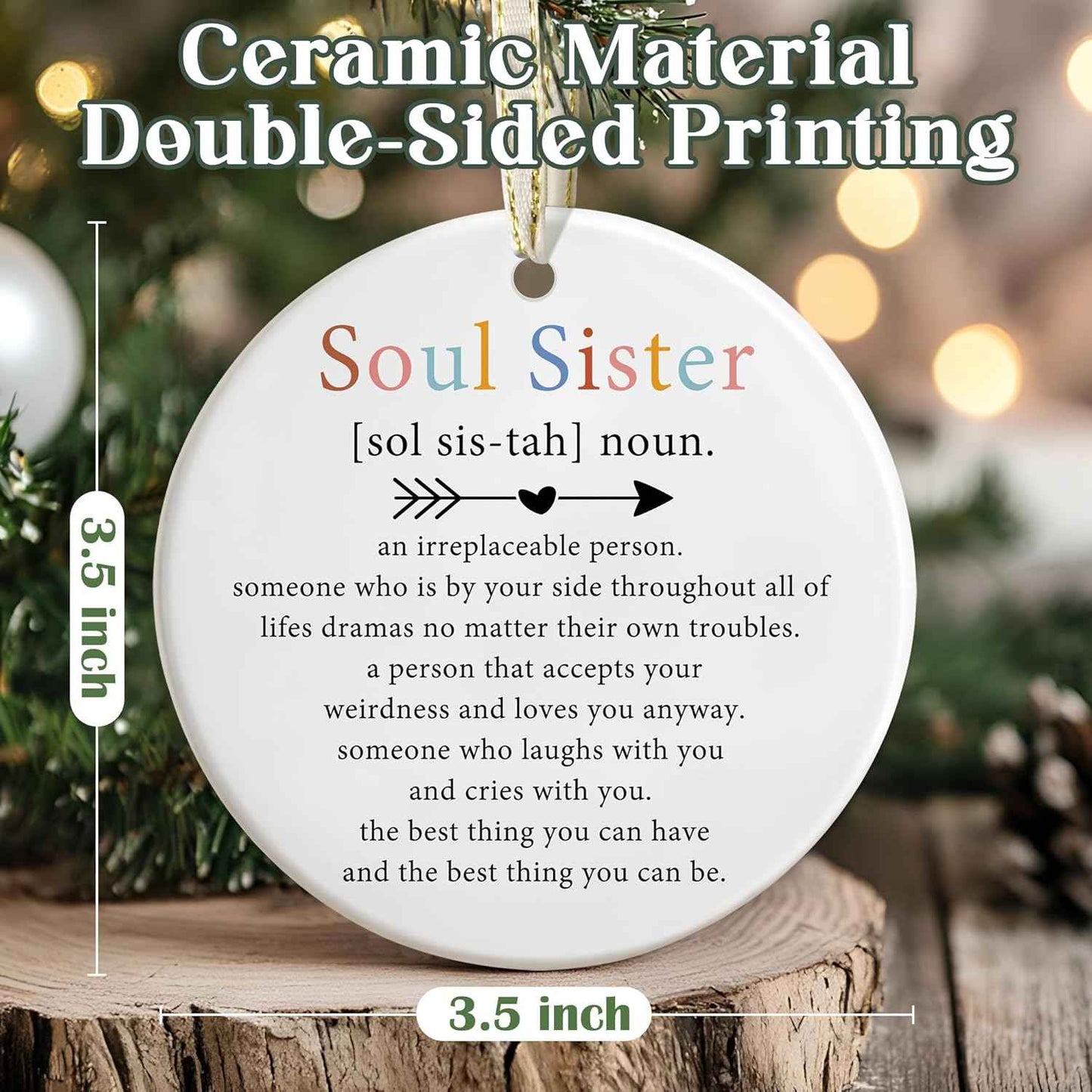 Friendship Christmas Ornaments - Best Friend & Soul Sister - Irreplaceable Gifts for Friends