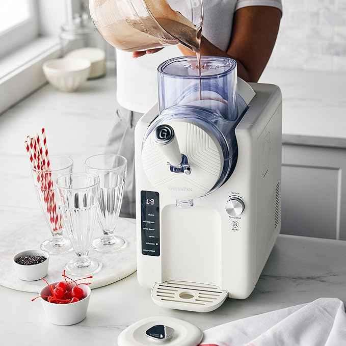 GreenPan Frost Ice Cream Maker & Slushie Machine, Mixing Bowl included, Soft Serve, Sorbet, Margaritas, Milkshakes, Frozen Yogurt, No Pre-Freezing, Ready in 15 Mins, 6 Modes, Self-Cleaning, Cream