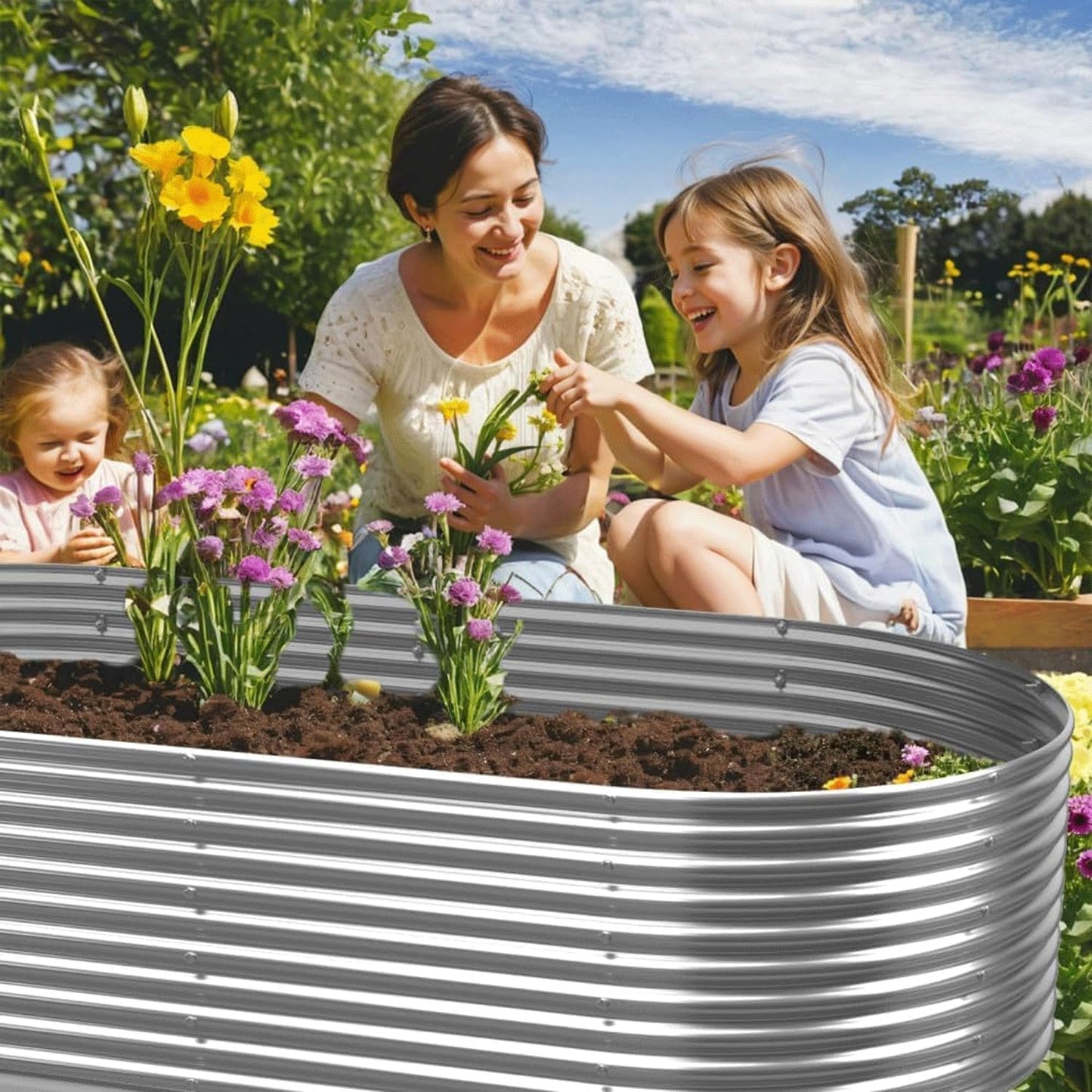 2 Pack 6x3FT Tall Galvanized Raised Garden Bed Outdoor,Metal Garden Bed for Vegetables,Steel Raised Beds for Gardening,Above Ground Garden Box for Flower-TA0