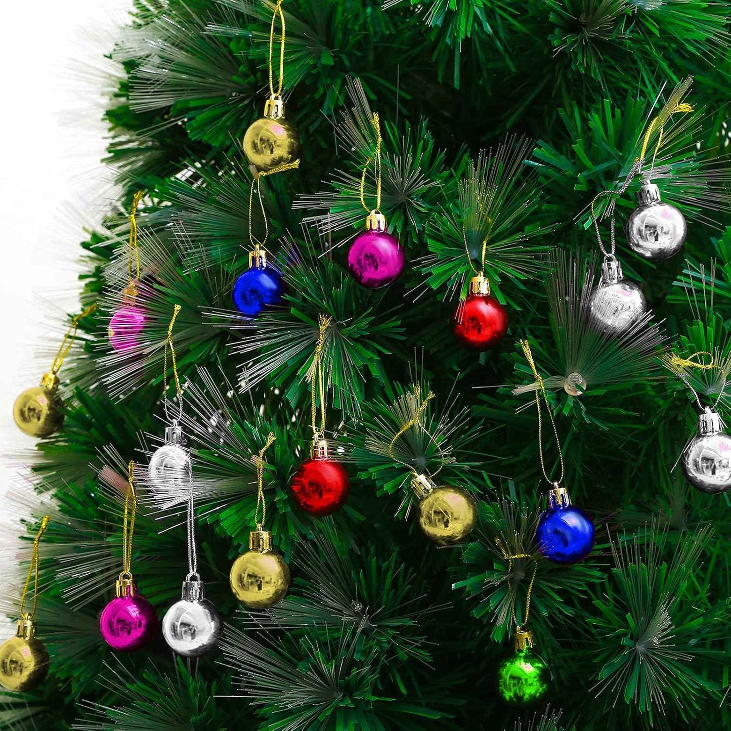 144 PCS/1.18 inch Christmas Tree Ornaments, Christmas Ball Decoration Set Color Mixing（Red Green Gold Blue Purple Silver） Christmas Ball Shatterproof Hanging Tree Ornament Set
