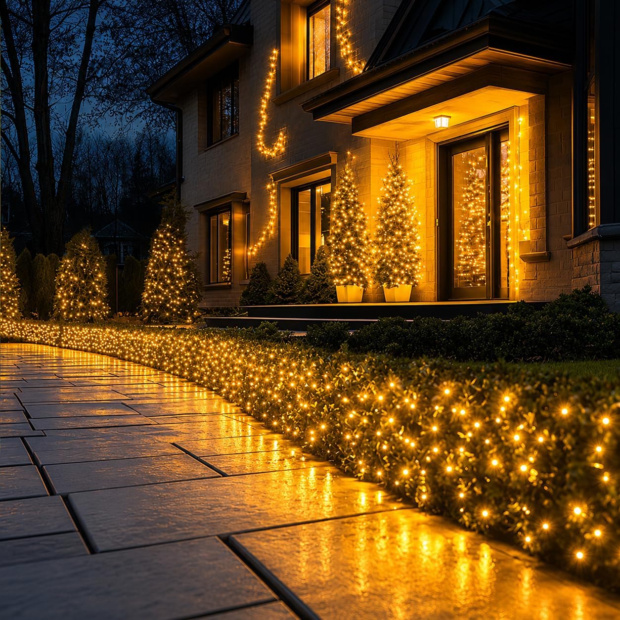 4Pack Solar String Lights Outdoor Waterproof Brightness 480LEDs Powered Total 191Ft Fairy Light 8 Modes Green Wire Lamps for for Christmas Tree Outside Garden Yard Xmas Decor(Warm White)