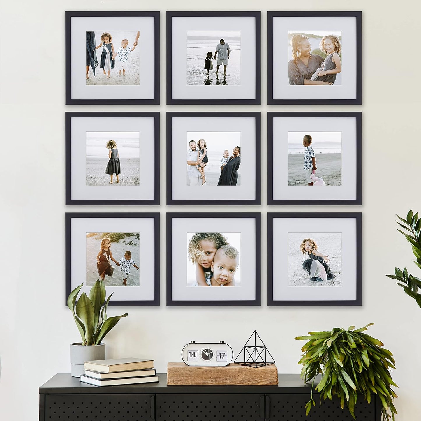 Sheffield Home 9 Piece Gallery Wall Frame Set, 12x12 in. Matted to 8x8 in. (Matte Black)