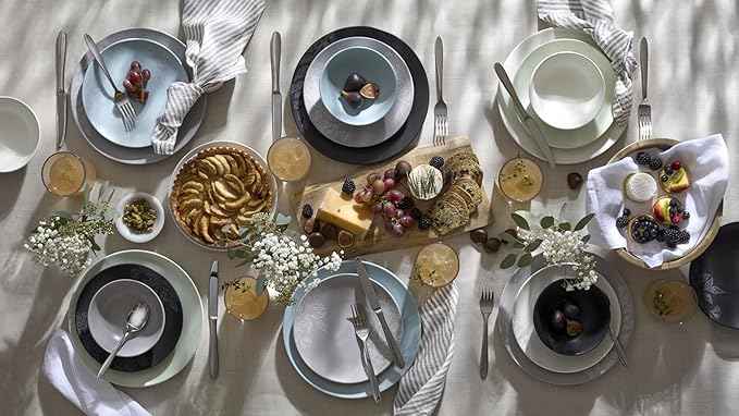 Oneida 897393 Roseto 12-Piece Dinnerware Set, French Blue