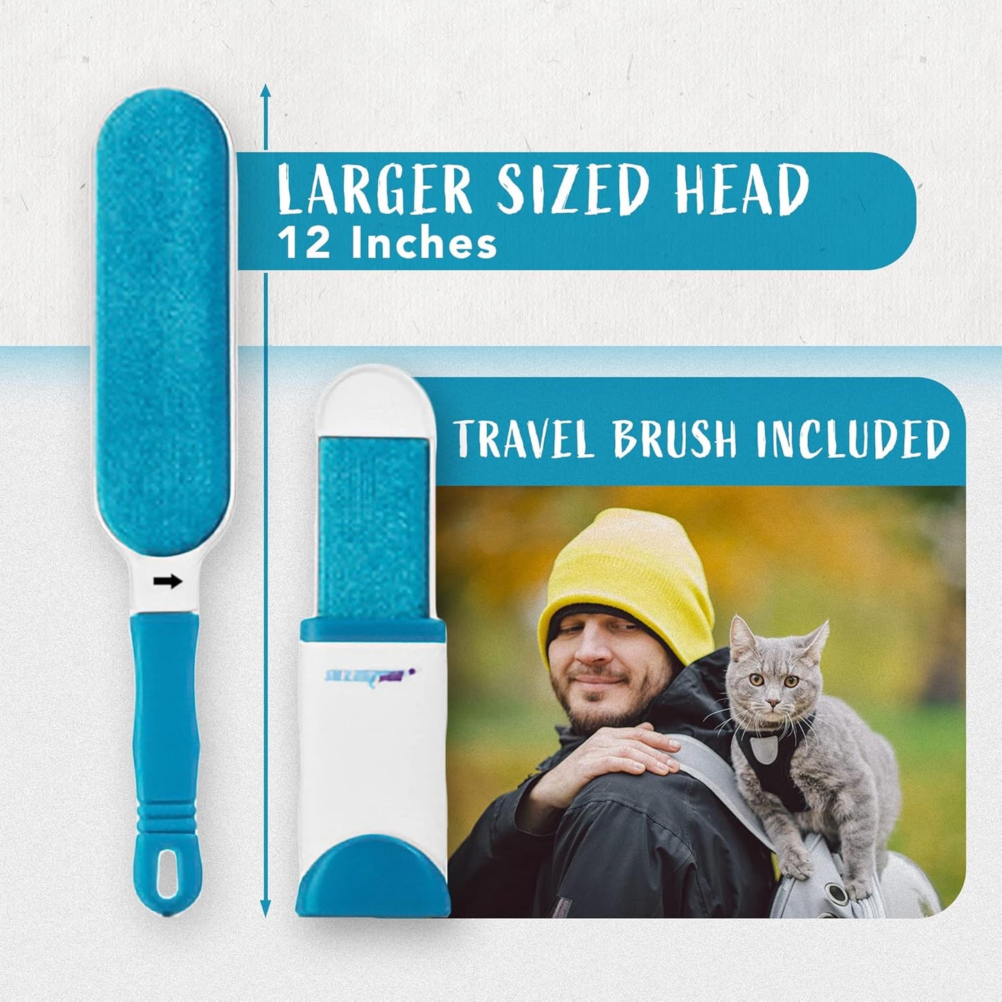 Lint Brush and Pet Hair Remover for Laundry, Clothes, Couches, Car Seats, Furniture and Fabric. Reusable Dog and Cat Fur Wizard Hair Removal Brush. ALLISTAR (Sky Blue)