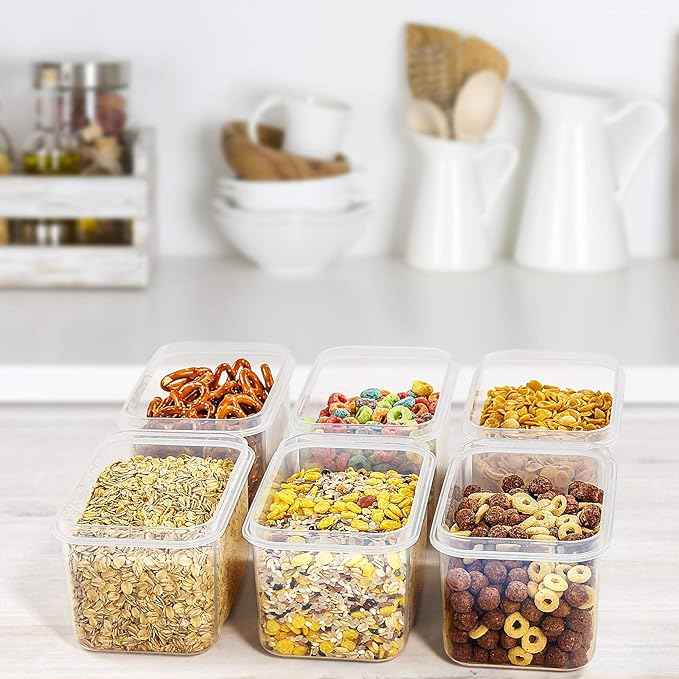 Wildone Cereal & Dry Food Storage Container Set of 16 [0.8L /3.38 Cups] for Sugar, Flour and Baking Supplies, Airtight Leak-proof & BPA Free, with 20 Labels & 1 Marker