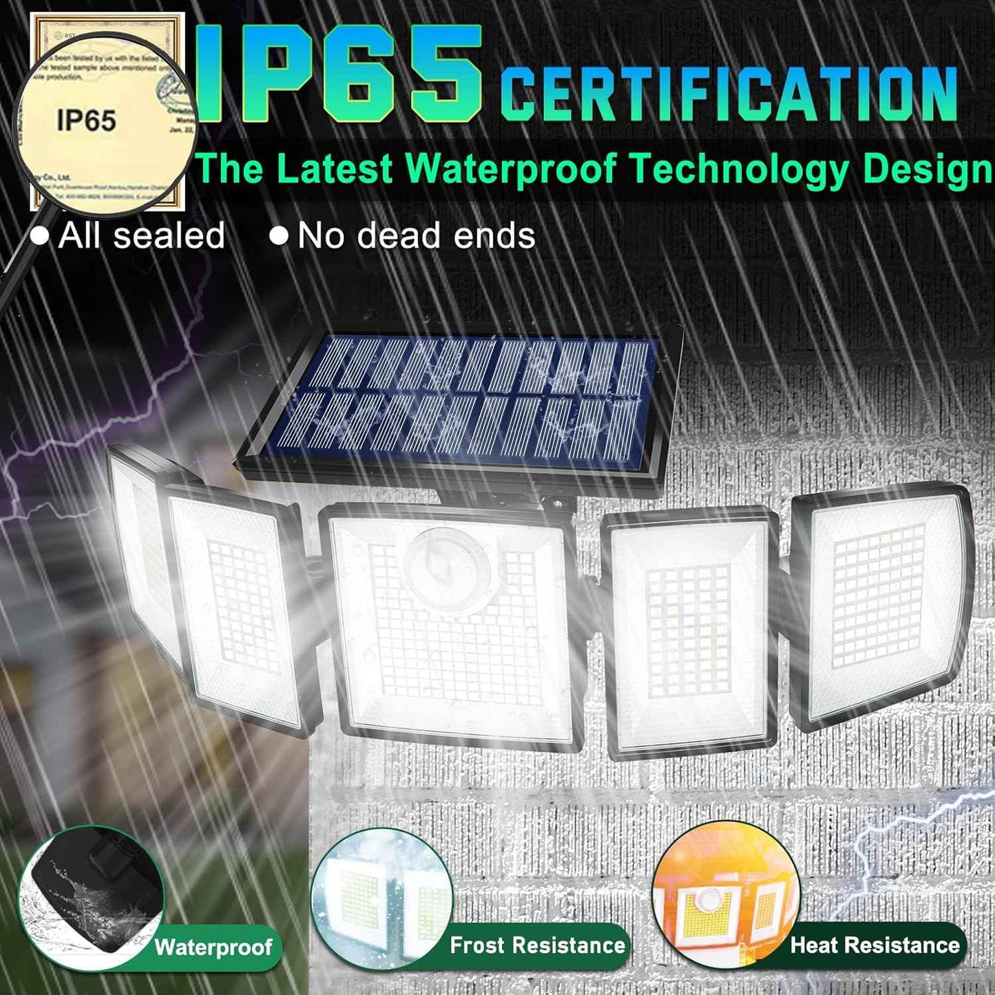 MDCMDCM Solar Motion Sensor Outdoor Lights Waterproof -Solar Lights Outdoor Waterproof Motion Sensor - 416 LEDs 3000 Lumens Super Bright