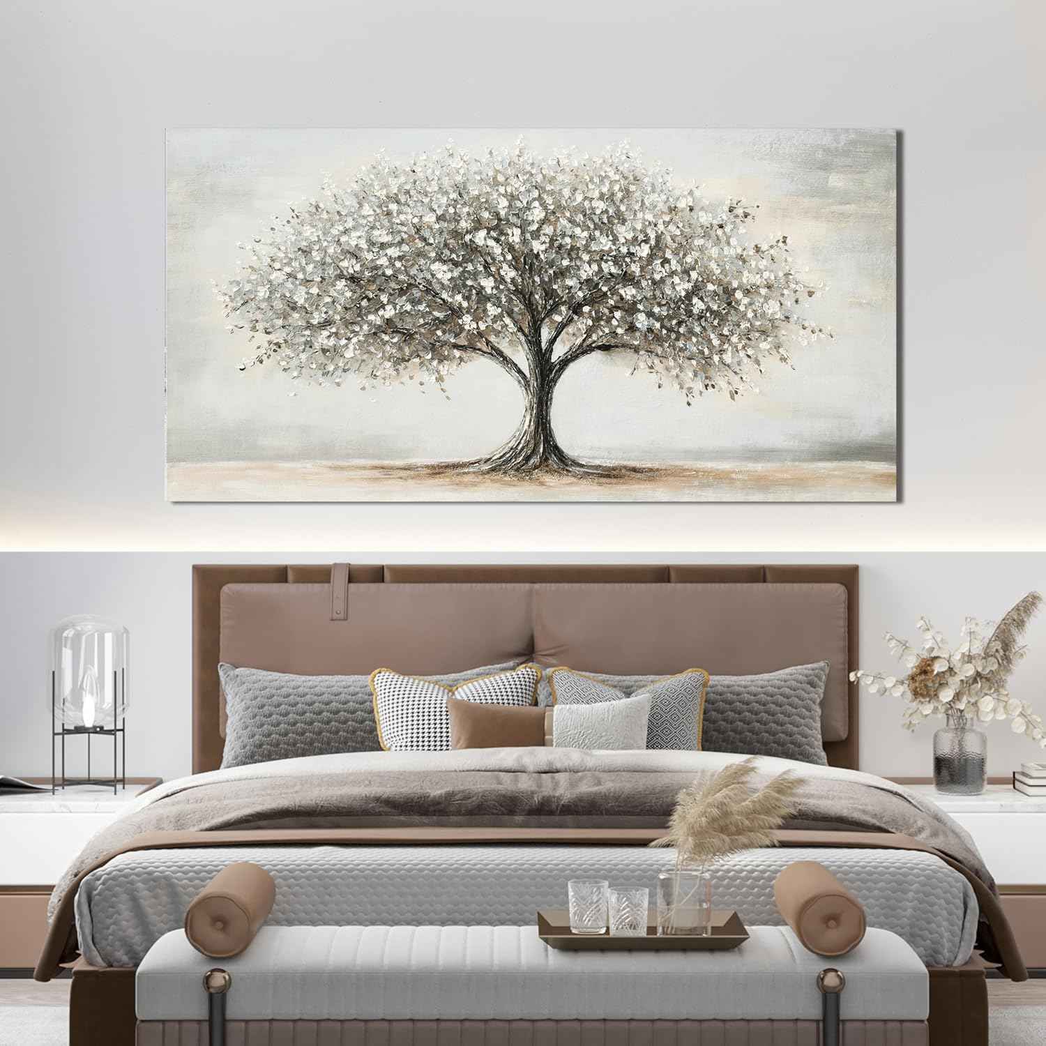 AIXMGSJS Canvas Wall Art Decor Canvas Art Decor Tree of Life Art Modern Black and White Wall Art Prints Large Artwork for Walls Pictures for Living Room for Bedroom Office Wall Decor 24" X 48"