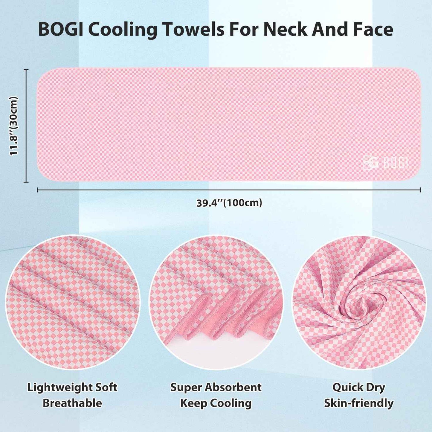 BOGI Cooling Towels for Neck and Face, Soft Breathable Cool Towel for Instant Cooling Stay Cool for Yoga, Sport, Gym, Camping, Running & More Activities