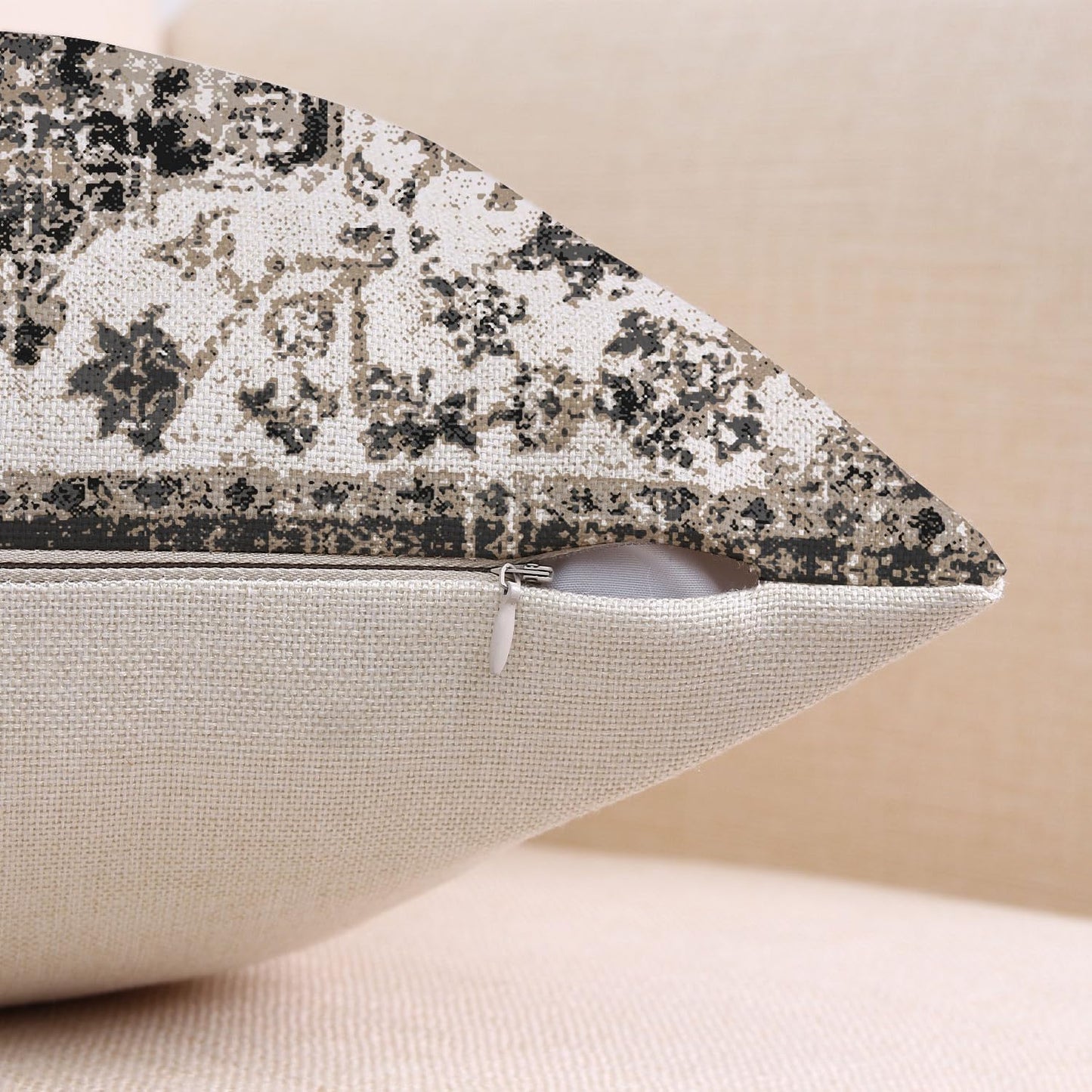 Waterproof Throw Pillow Covers 20X20 Inch Set of 2 Bohemian Vintage Carpet Pattern Black Grey Ethnic Design Decorative Farmhouse for Couch Garden Balcony (Boho-5-2)