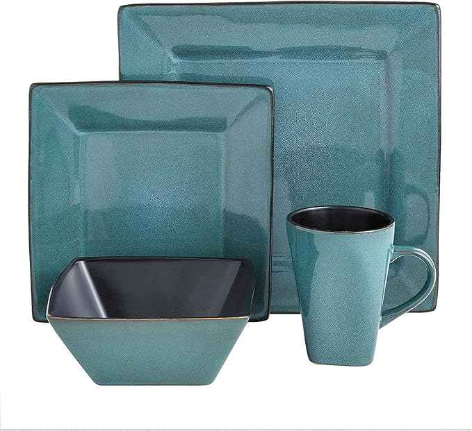 Gibson Elite Kiesling 16 Piece Dinnerware Set, Turquoise