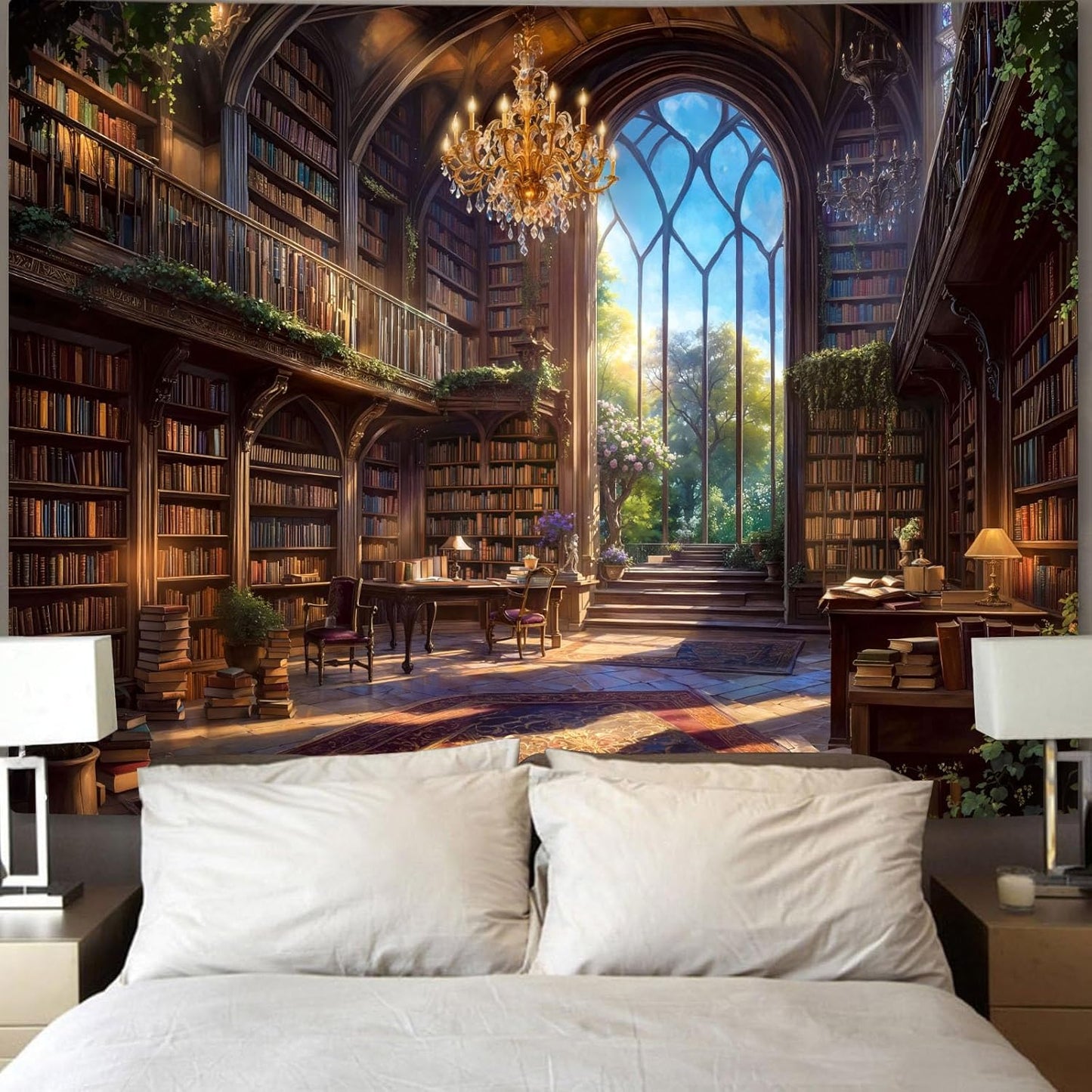 Accnicc Vintage Library Tapestry Medieval Bookshelf Tapestries Wall Hanging Fantasy Academia Hall Book Backdrop Large Tapestry for Bedroom Living Room Dorm Classroom 80 x 60 inch