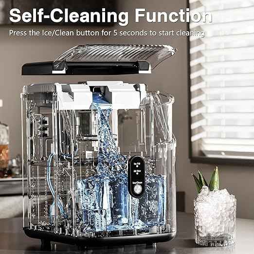 Antarctic Star Nugget Ice Makers Countertop, Portable Ice Machine with Ice Scoop & Basket, 34Lbs/24H, Self-Cleaning, One Click Operation for Camping/RV/Party (Stainless Steel Black)